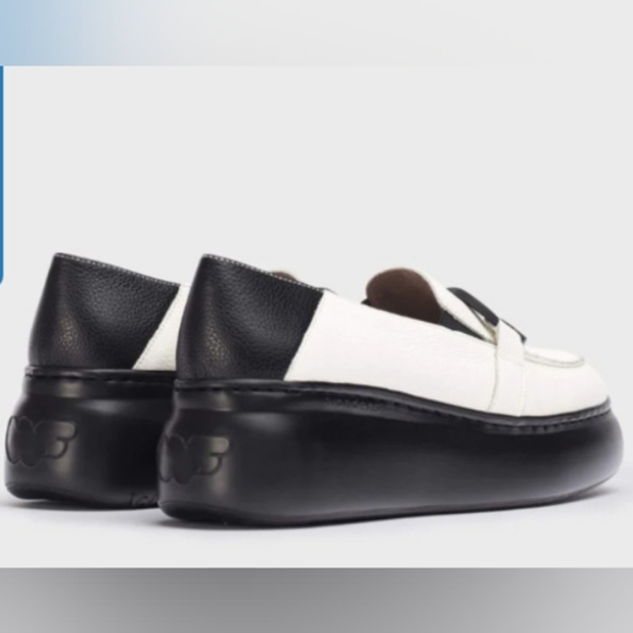New Wonders Black/White Leather Loafers Size 71/2 / 38 - Picture 4 of 15